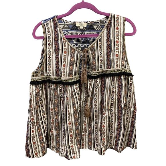 Umgee tie front vest Size Large BOHO - Picture 1 of 10